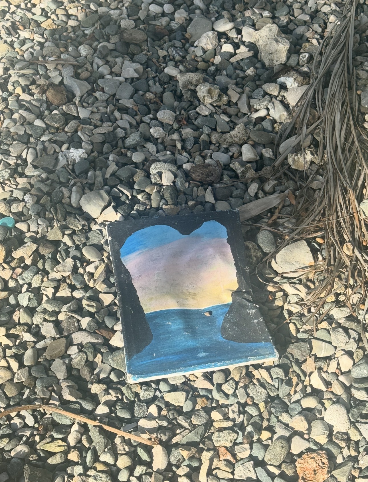 Found painting resting among stones in the Dominican Republic.